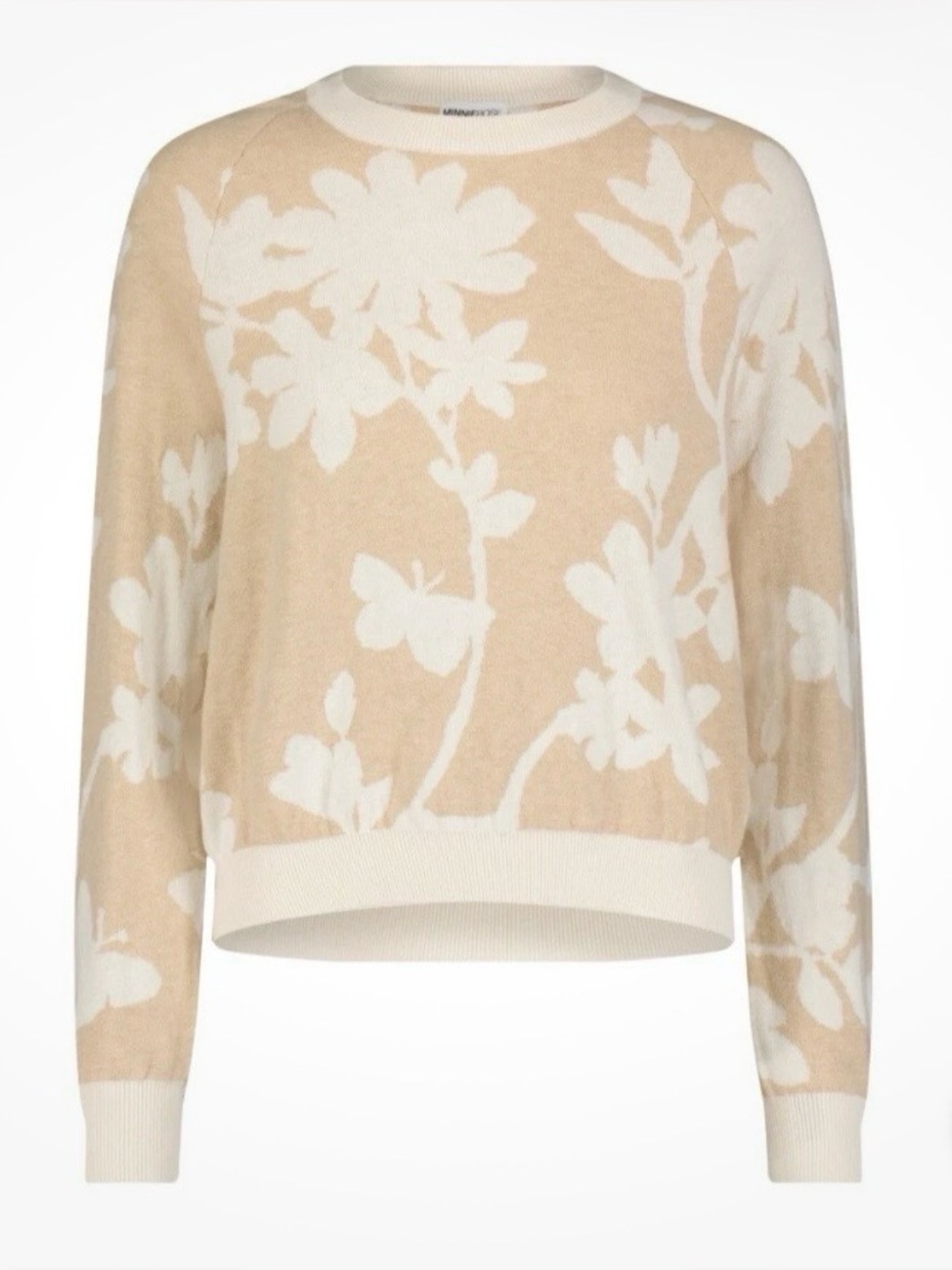Minnie Rose Beige & Cream Floral Crewneck Sweater